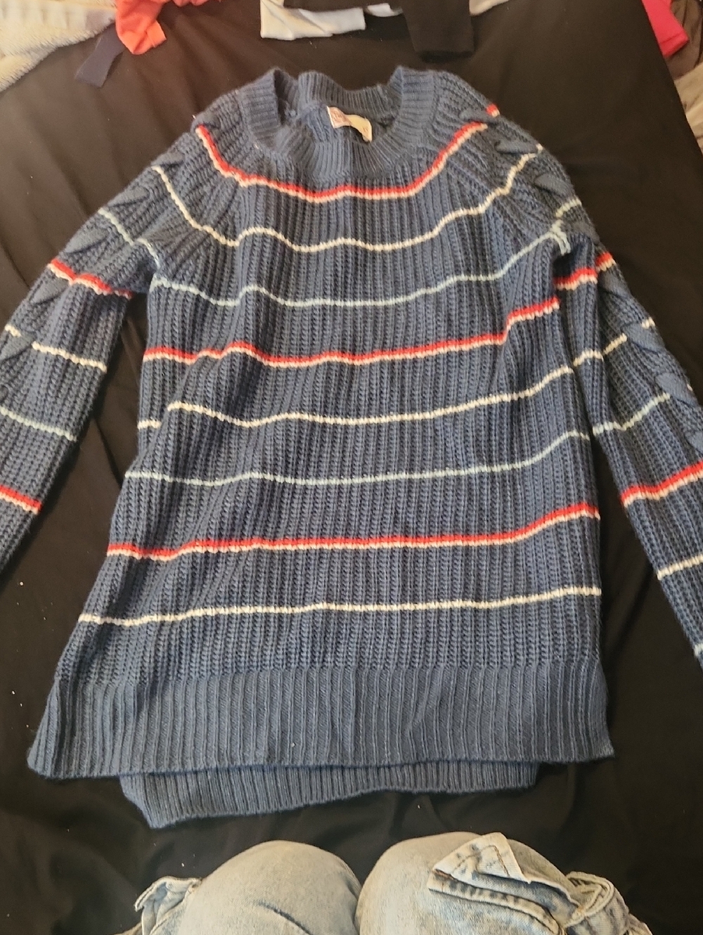 Heritage Blue Ribbed Knit Sweater